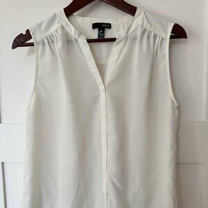 Aqua White Button Down Sleeveless Shirt